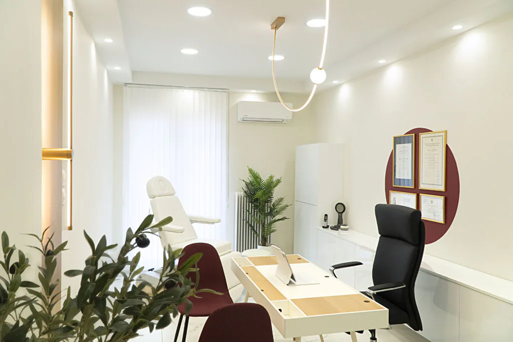 The examination room of the practice